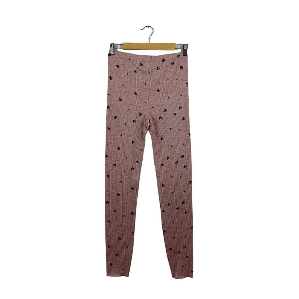 NEW Anthropologie Medium Large M/L Waffle Leggings Thermal Floral Pink Pants - Picture 4 of 15